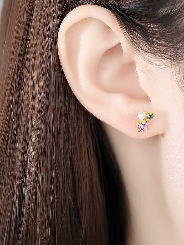 925 Sterling Silver Cubic Zirconia Flower Cute Stud Earring