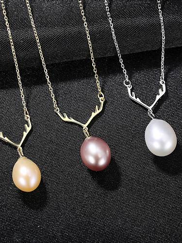 925 Sterling Silver Freshwater Pearl White Irregular Minimalist Lariat Necklace
