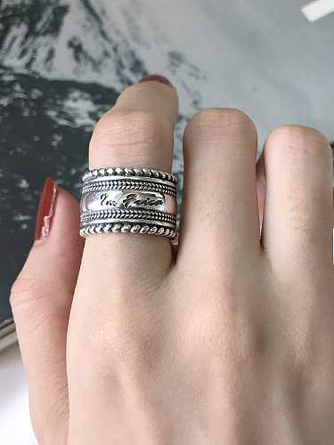 925 Sterling Silver Multi layer twist frica Vintage Free Size Band Ring