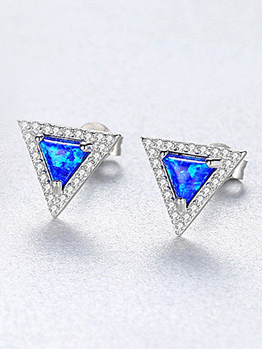 Boucles d'oreilles en argent sterling 925 avec opale triangle simpliste