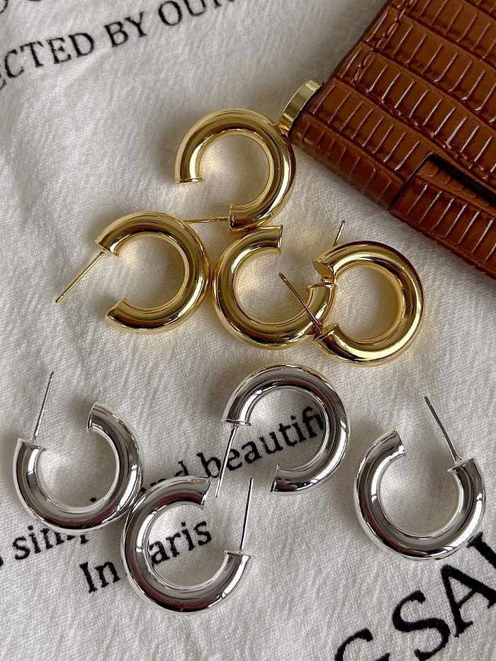 925 Sterling Silver Irregular C-Shaped Vintage Stud Earring