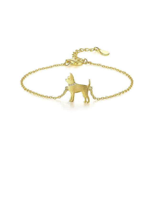 Bracelet à maillons minimalistes loup en argent sterling 925