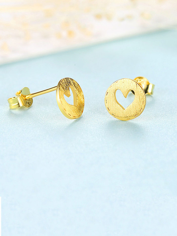 925 Sterling Silver Simplistic Heart Stud Earrings