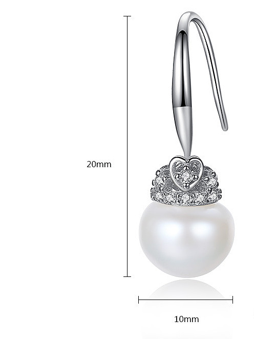 Boucles d'oreilles en argent sterling avec zircon 3A et perles d'eau douce naturelles de 9 à 9.5 mm