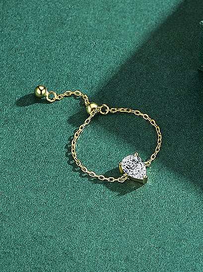 925 Sterling Silver Cubic Zirconia Water Drop Minimalist Bead Ring