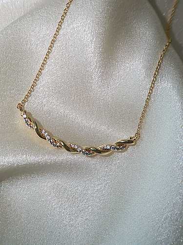 Unregelmäßige minimalistische Halskette aus 925er Sterlingsilber mit Zirkonia