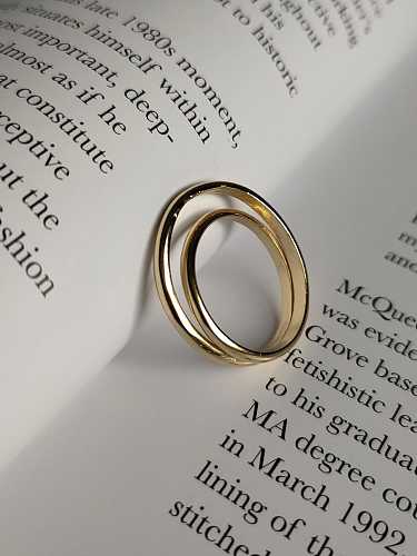 925 Sterling Silver Irregular Minimalist Double Layer Stackable Ring