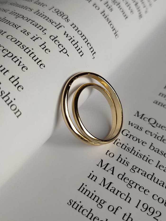 925 Sterling Silver Irregular Minimalist Double Layer Stackable Ring