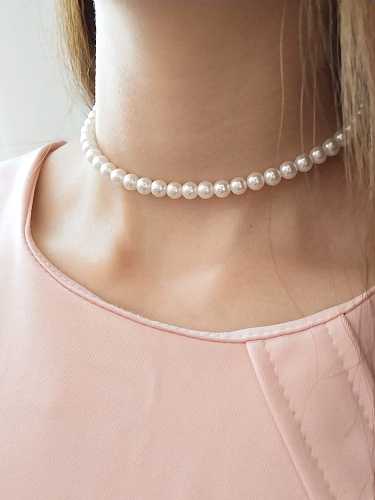 925 Sterling Silver Imitation Pearl White Necklace
