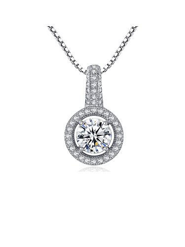 925 Sterling Silver Micro Setting Zircon Crystal Necklace