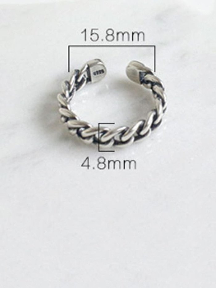 S925 Sterling Silver Fashion retro silver chain free size ring