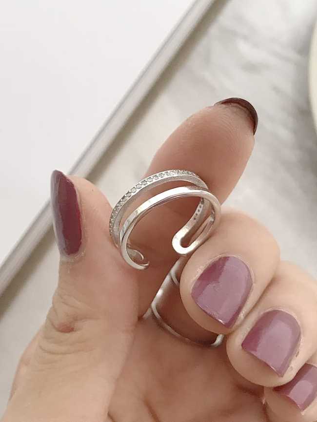 925 Sterling Silver Minimalist Double Free Size Midi Ring