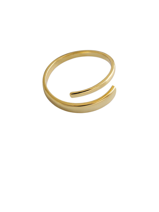 925 Sterling Silver With Gold Plated Simplistic Wrong Double Layer Free Size Rings