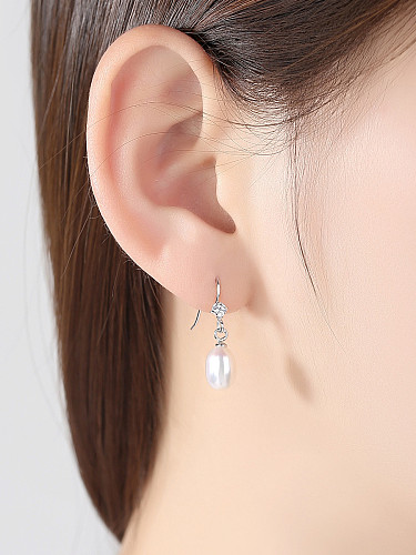 Boucles d'oreilles en argent sterling avec perles naturelles de zircon 3A