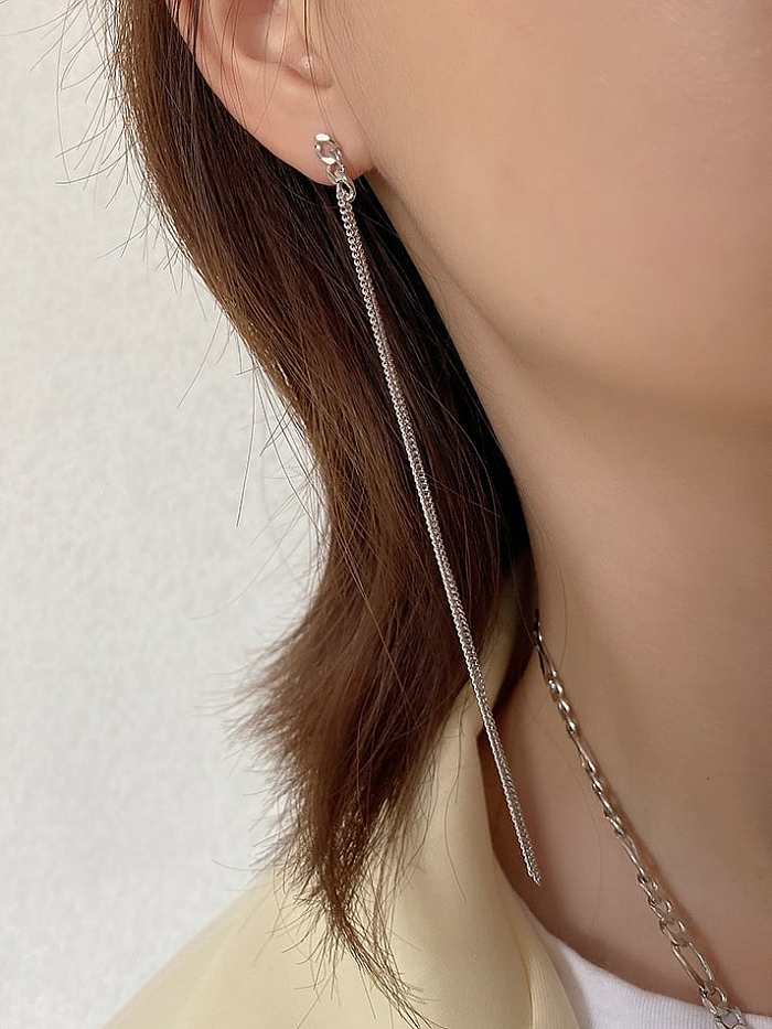 925 Sterling Silver Tassel Vintage long Threader Earring