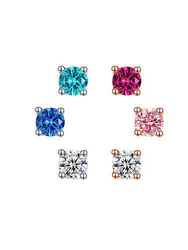 925 Sterling Silver Cubic Zirconia Geometric Minimalist Stud Earring