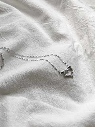 925 Sterling Silber einfache Art und Weise Herz-Anhänger-Halskette