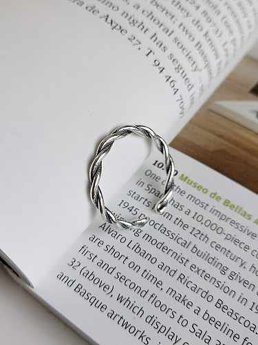 925 Sterling Silver Minimalist Twisted Braid Free Size Midi Ring