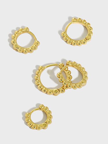 Boucles d'oreilles Huggie vintage géométriques en perles d'argent sterling 925