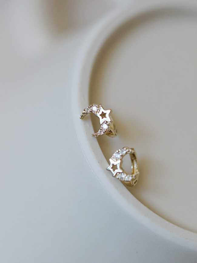 925 Sterling Silver Cubic Zirconia Moon Dainty Huggie Earring