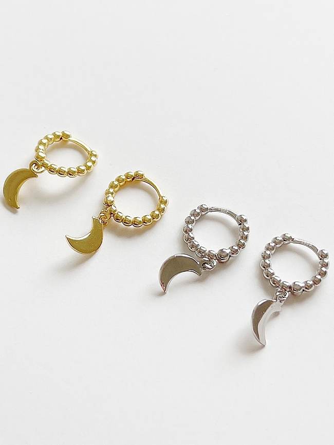 Boucles d'oreilles vintage Huggie perle lune en argent sterling 925