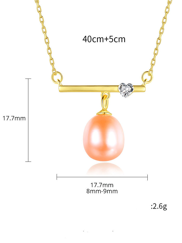 Collar minimalista geométrico de perlas de agua dulce de plata de ley 925