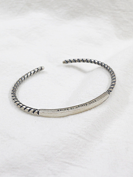 925 Sterling Silver With Antique Silver Plated Vintage square tube Bracelet