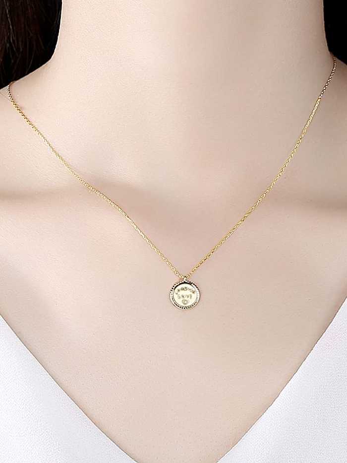 925 Sterling Silver Letter Minimalist round pendant Necklace