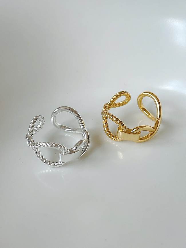 925 Sterling SilverVintage Simple weaving twist Band Ring