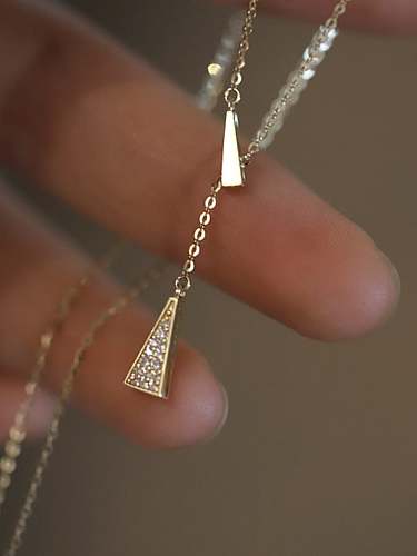 925 Sterling Silver Cubic Zirconia Triangle Dainty Necklace