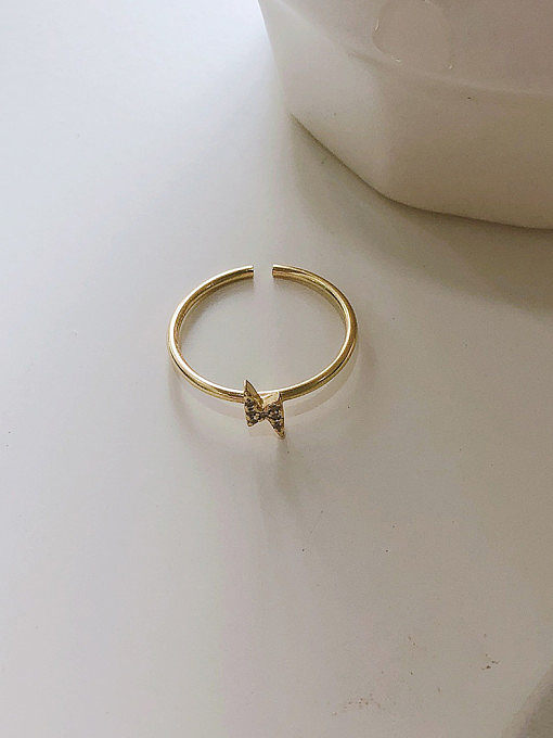 925 Sterling Silver With Gold Plated Simplistic Irregular Free Size Rings
