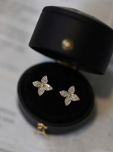 925 Sterling Silver Cubic Zirconia Flower Dainty Stud Earring