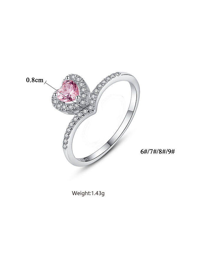 925 Sterling Silver With Platinum Plated Delicate Heart Band Rings