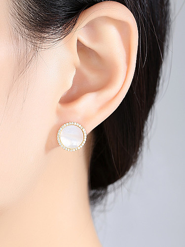 Pure silver with 3A zircon and natural Seashell studs