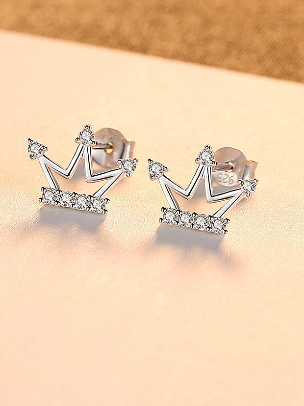 Boucles d'oreilles en argent sterling 925 avec jolie couronne