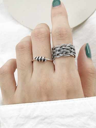 925 Sterling Silber Multi Wire Knitting Vintage Free Size Band Ring