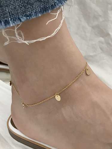 925 Sterling Silver minimalist 0-word Chain Gold summer round piece foot chain