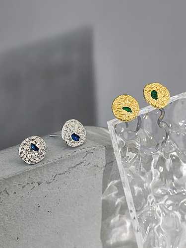 925 Sterling Silver Enamel Geometric Vintage Stud Earring