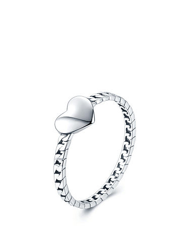 Anel de faixa minimalista de coração liso em prata esterlina 925