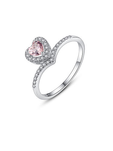 925 Sterling Silver With Platinum Plated Delicate Heart Band Rings