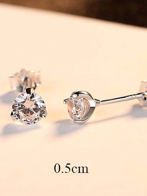 925 Sterling Silver Cubic Zirconia White Round Minimalist Stud Earring