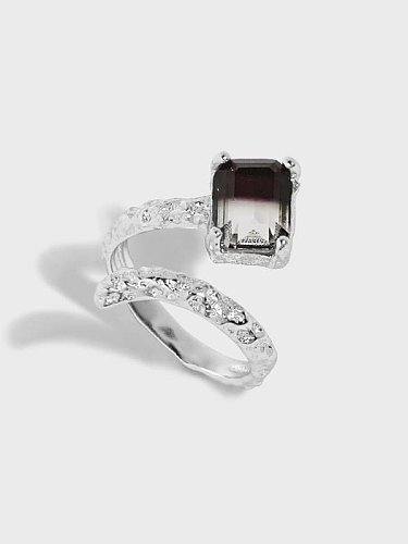 925 Sterling Silver Cubic Zirconia Irregular Vintage Band Ring