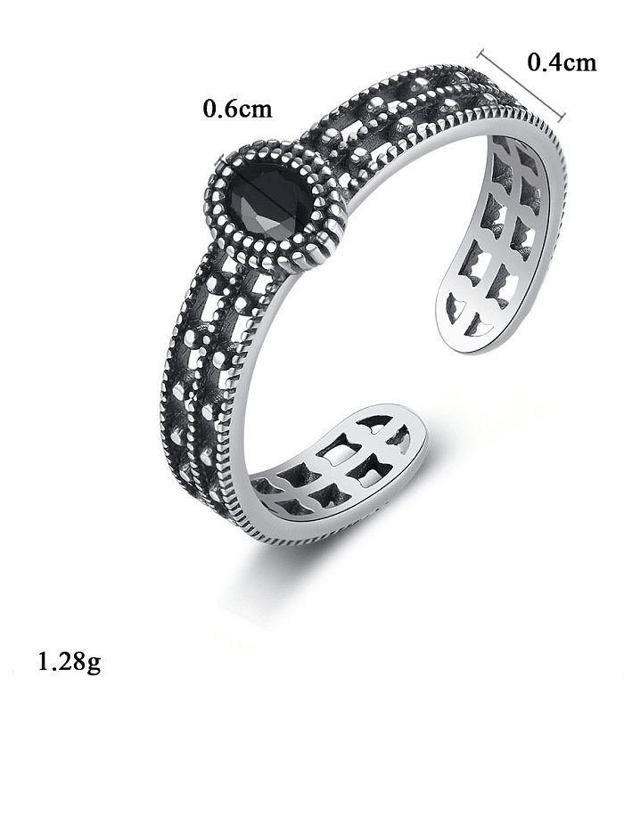 925 Sterling Silber runder Vintage-Form-Abstrich-Band-Ring