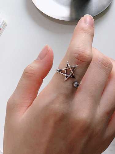 925 Sterling Silver Hollow Star Vintage Band Ring