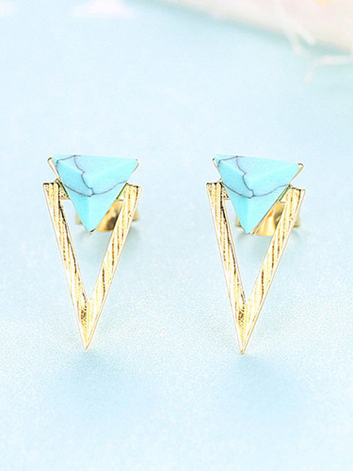 Boucles d'oreilles en argent sterling 925 avec triangle simpliste turquoise
