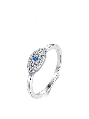 925 Sterling Silver Cubic Zirconia Evil Eye Dainty Band Ring