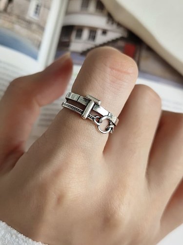 925 Sterling Silver T Letter Vintage Free Size Ring