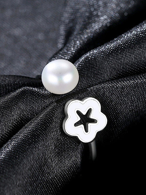 925er Sterlingsilber mit künstlichen Perlen, einfache Blumenringe in freier Größe