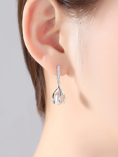 Boucles d'oreilles bourgeons en argent sterling avec perles d'eau douce naturelles en zircon 3A