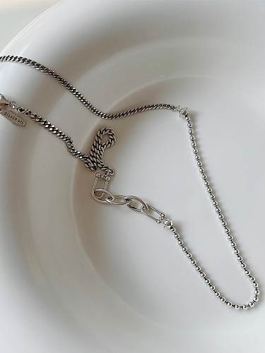 925 Sterling Silver Irregular Vintage Beaded Necklace